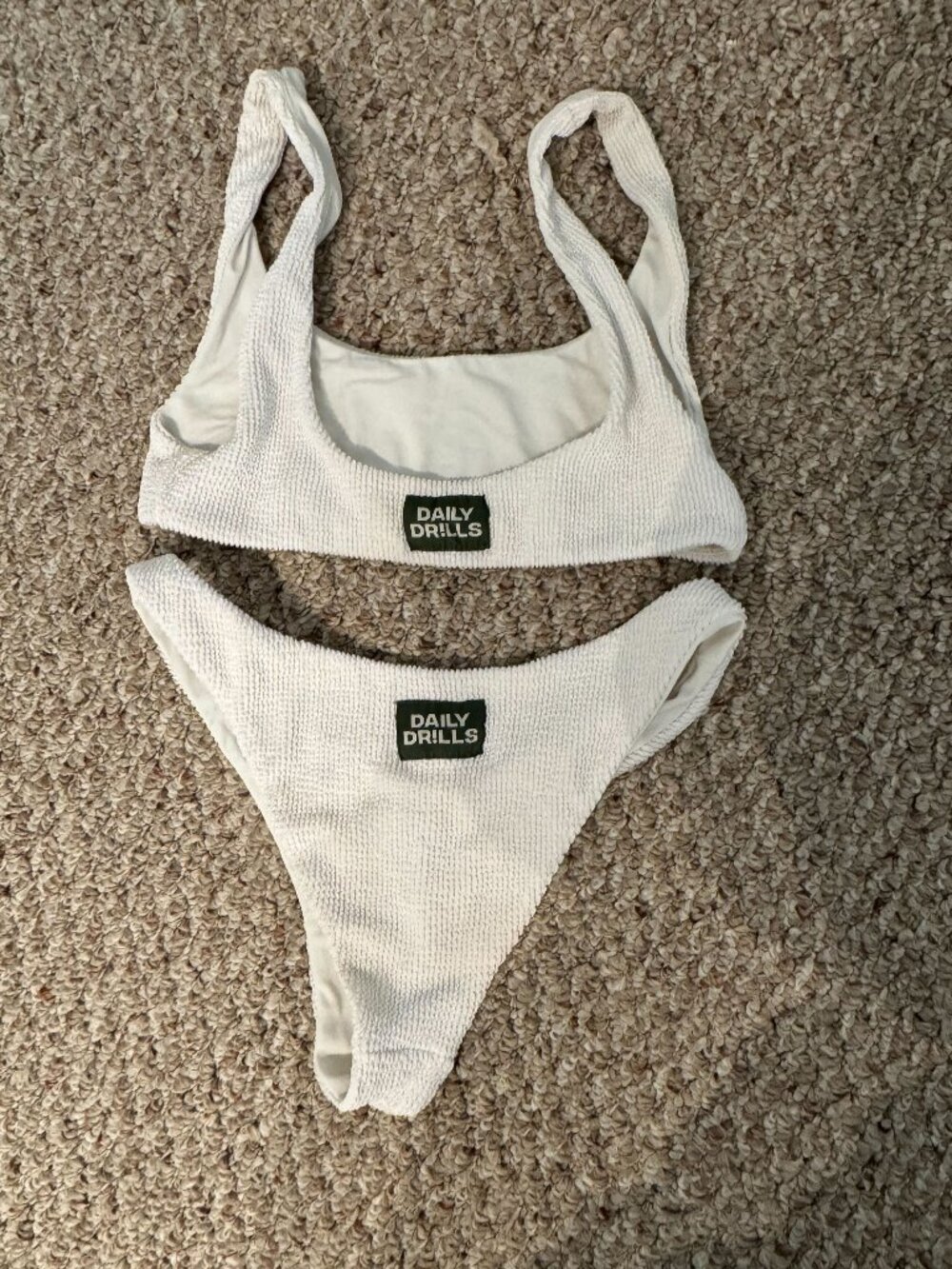 Daily Drills Women's Cream Textured Bikini Set